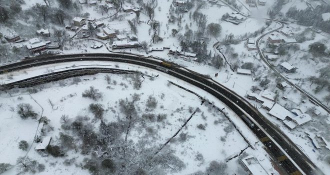 Beyaza bürünen Bolu Dağı, dron ile havadan görüntülendi...