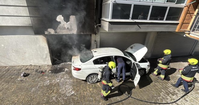 Garajda hava kompresörü yangın çıkarttı, otomobil ve apartman hasar aldı: 3 kişi dumandan etkilendi
