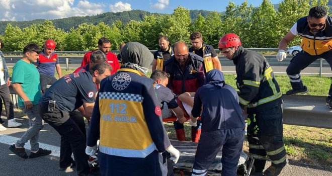 Hurdaya dönen araçtan sağ çıktı …..