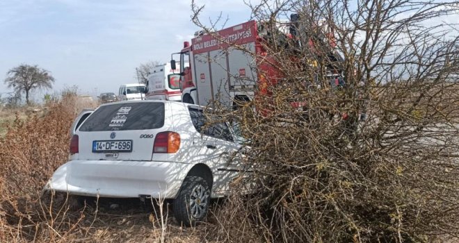 İki ağacı deviren otomobil kullanılamaz hale geldi: 2 yaralı