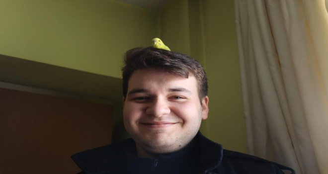 Kazadan kurtulan muhabbet kuşu, itfaiye müdürlüğünün maskotu oldu