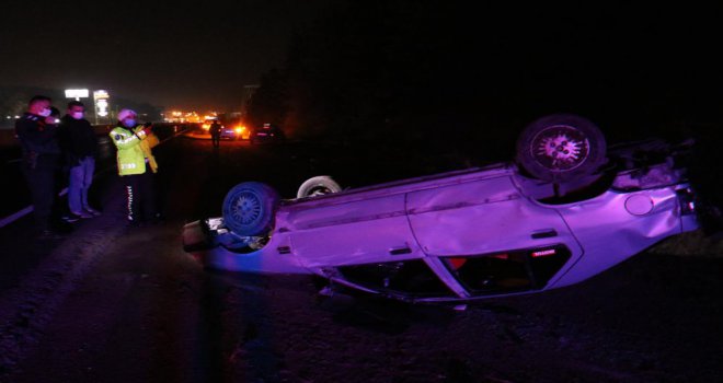Kontrolden çıkan otomobil takla attı: 3 yaralı