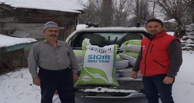 Köy muhtarı ekonomiye katkı için 300 yumurta tavuğu ve besi yemi dağıttı