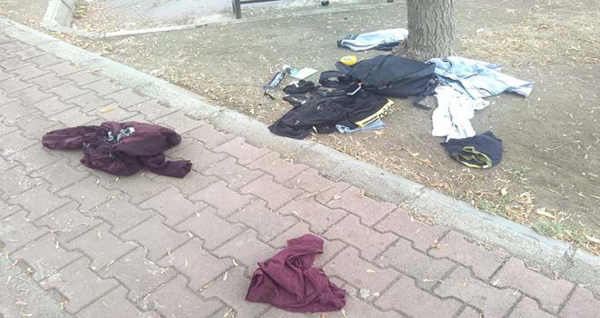 Parka bırakılan şüpheli çantadan spor kıyafetleri çıktı