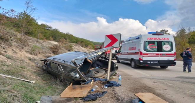 Şarampole uçan otomobil hurdaya döndü: 1 yaralı