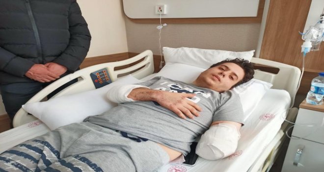 Sol kolunu kaybeden Alperen Yılmaz'ın hastanedeki tedavisi sürüyor