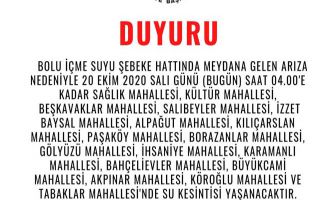  İçme suyu hattında meydana gelen arıza nedeniyle su kesintisi ....