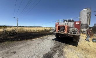 Anız yangını çiftliğe sıçramadan söndürüldü…..