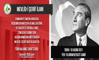 Bolu Belediyesi Atatürk ve şehitler için mevlit okutacak