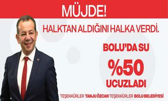 Bolu Belediyesi su fiyatını yüzde 50 indirdi