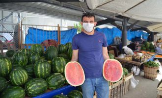 Bolu’da, karpuzlar herkes alabilsin diye yarım ve çeyrek satılıyor