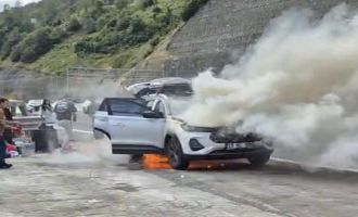 Cip Bolu Dağı Tüneli girişinde alev topuna döndü