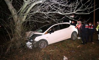 Kontrolden çıkan otomobil ağaca çarptı: 1 yaralı