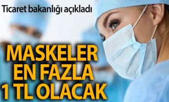 Maske satışında tavan fiyat 1 lira olarak belirlendi