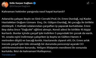 Yangında 15 kişiyi kurtardığı sosyal medya paylaşımıyla öğrenildi
