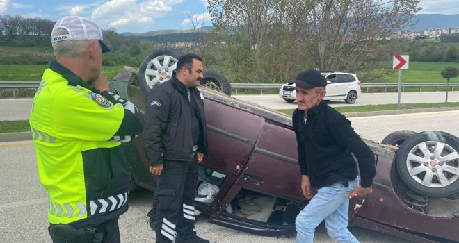 Takla atan araçta burnu bile kanamadı……….