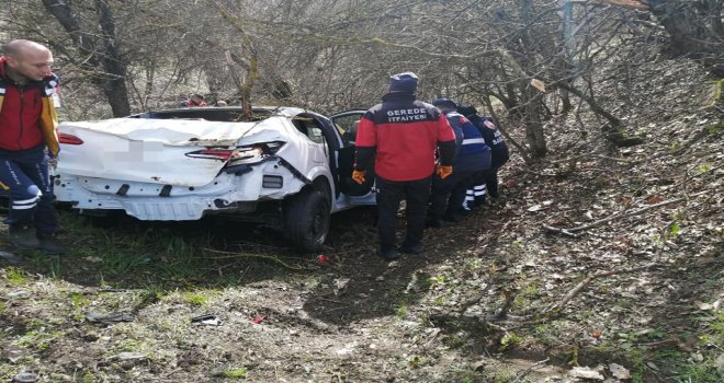 Takla atarak şarampole uçtu: 1 yaralı..