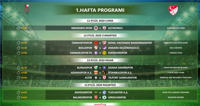 TFF 1. Lig'in 4 haftalık maç programı açıklandı